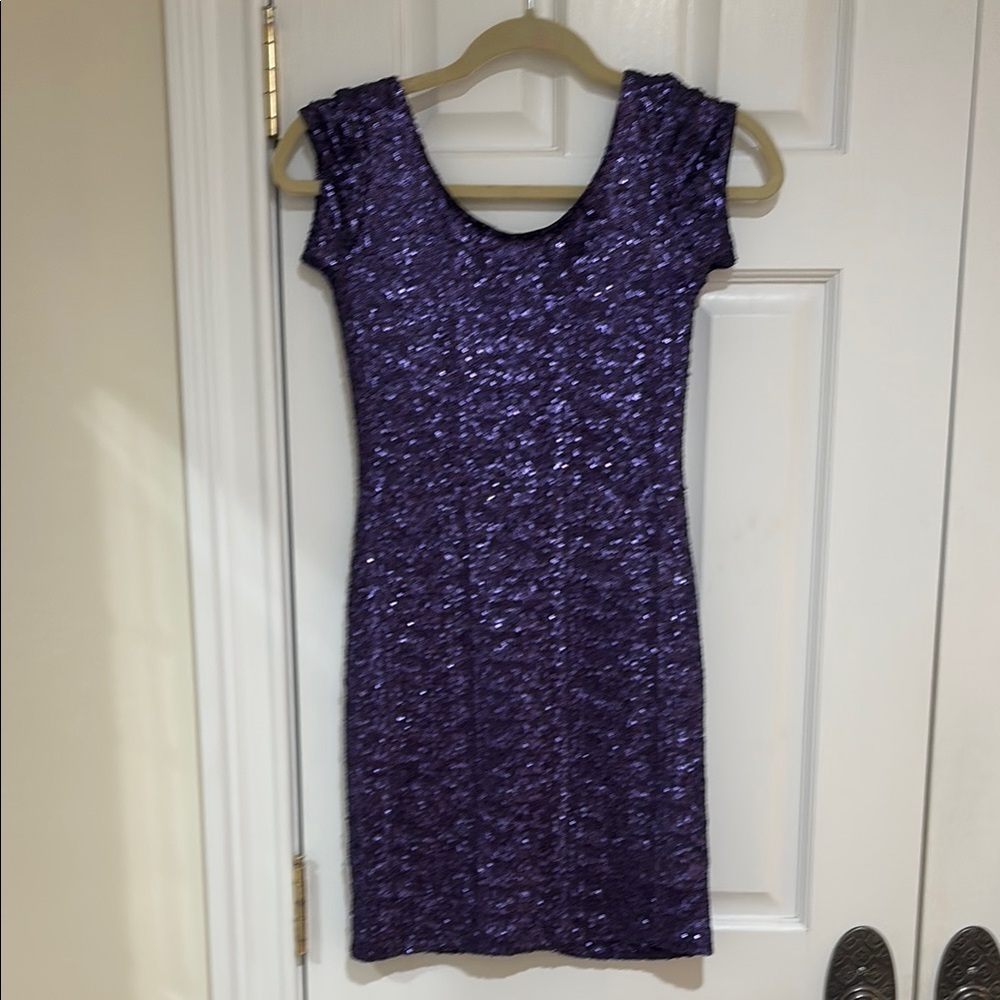 Purple Sleeveless Scoop Neck Bodycon Mini Dress